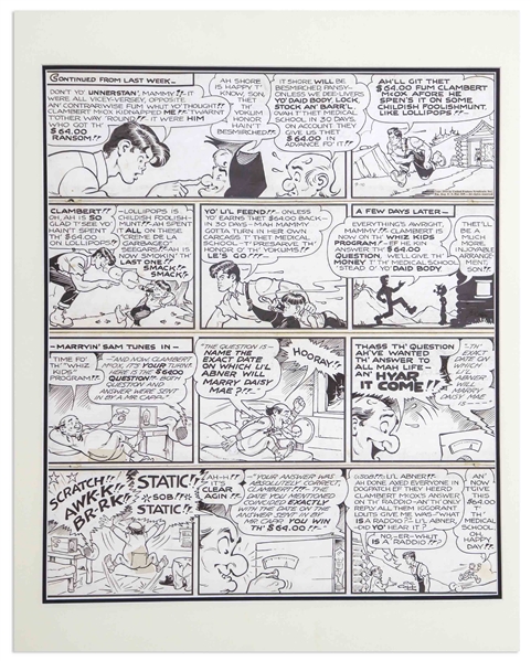 Large Lot of Comic Art Including Three Original ''Li'l Abner'' Strips by Al Capp, Al Capp Signed Serigraph & Two Al Hirschfeld Signed Lithographs